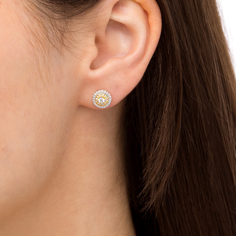 Main Image 2 of 1/3 CT. T.W. Diamond Double Frame Stud Earrings in 10K Gold