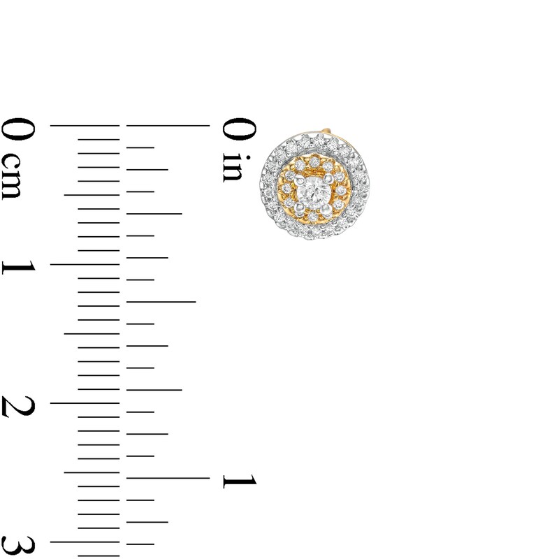 Main Image 3 of 1/3 CT. T.W. Diamond Double Frame Stud Earrings in 10K Gold
