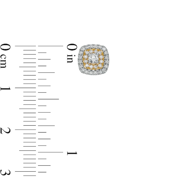 1/3 CT. T.w. Diamond Double Cushion-Shaped Frame Stud Earrings in 10K Gold