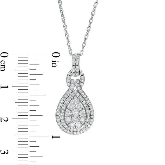 3/4 CT. T.w. Composite Pear Diamond Double Teardrop Frame Doorknocker Pendant in 10K White Gold
