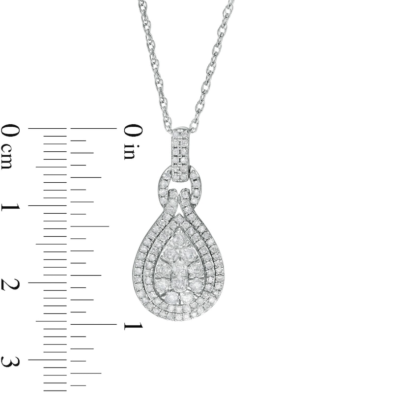 Main Image 3 of 3/4 CT. T.W. Composite Pear Diamond Double Teardrop Frame Doorknocker Pendant in 10K White Gold