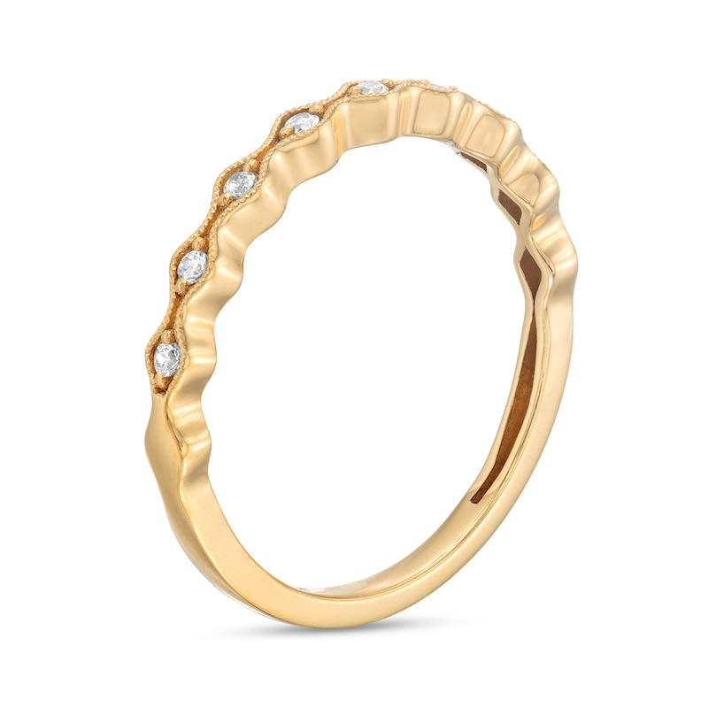 Main Image 3 of 1/15 CT. T.W. Diamond Wave Stackable Band in 10K Gold