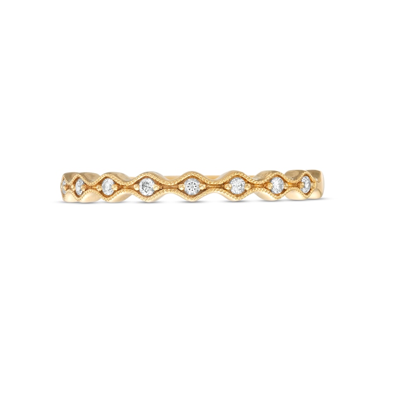 Main Image 4 of 1/15 CT. T.W. Diamond Wave Stackable Band in 10K Gold