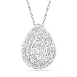 5/8 CT. T.W. Diamond Double Row Teardrop Frame Pendant in 10K White Gold