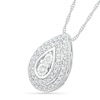 Thumbnail Image 2 of 5/8 CT. T.W. Diamond Double Row Teardrop Frame Pendant in 10K White Gold