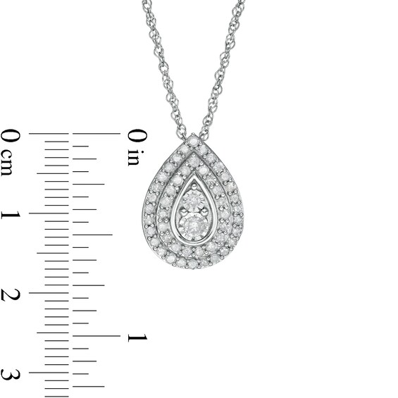 5/8 CT. T.w. Diamond Double Row Teardrop Frame Pendant in 10K White Gold