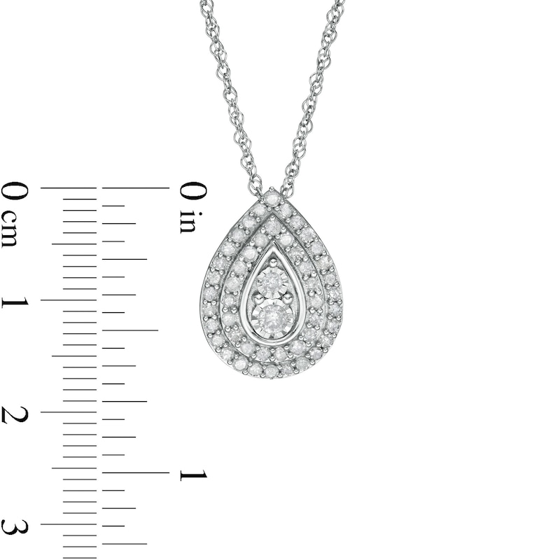 Main Image 3 of 5/8 CT. T.W. Diamond Double Row Teardrop Frame Pendant in 10K White Gold