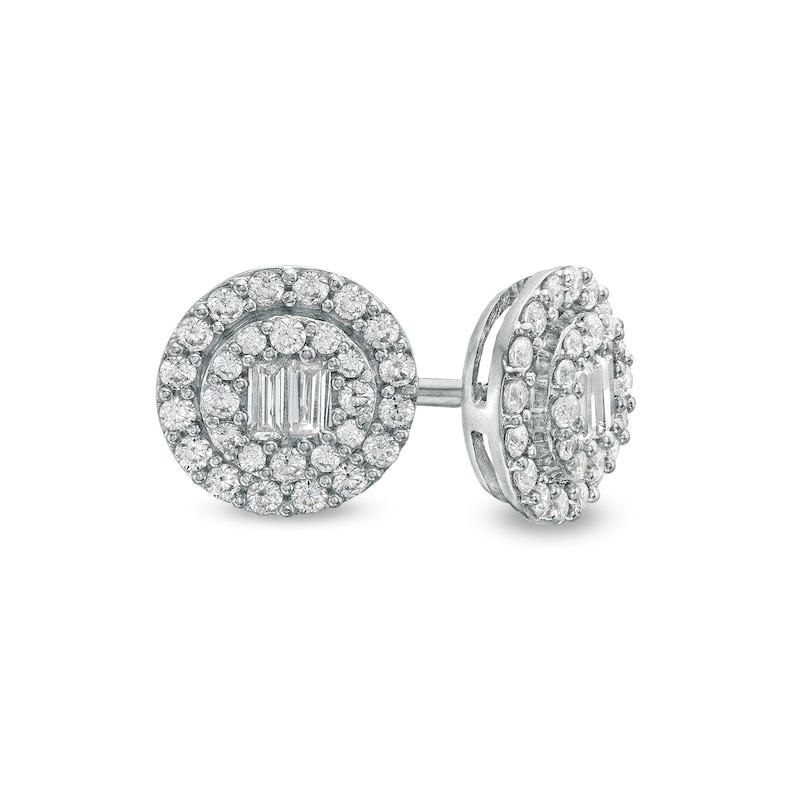 Main Image 1 of 1/3 CT. T.W. Composite Diamond Frame Stud Earrings in 10K White Gold