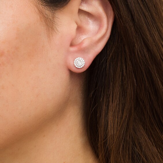 1/3 CT. T.w. Composite Diamond Frame Stud Earrings in 10K White Gold