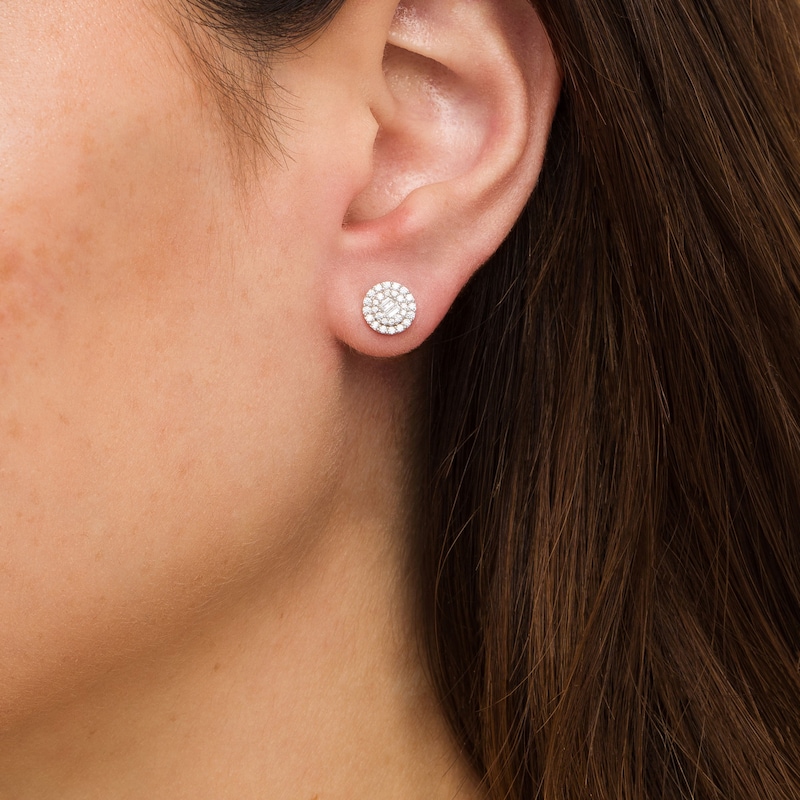Main Image 2 of 1/3 CT. T.W. Composite Diamond Frame Stud Earrings in 10K White Gold