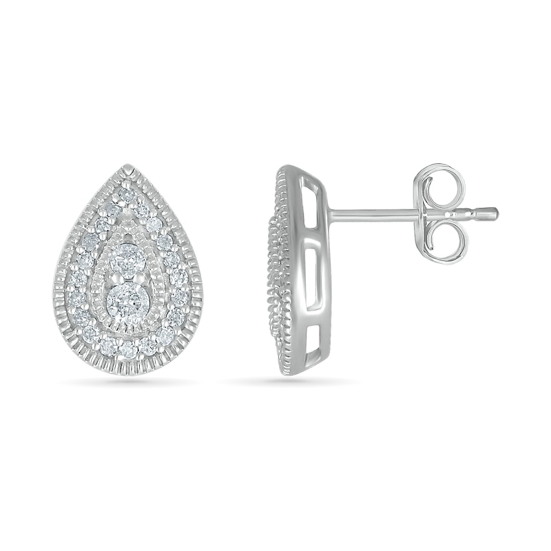 1/4 CT. T.W. Diamond Pear-Shaped Frame Vintage-Style Stud Earrings in 10K White Gold