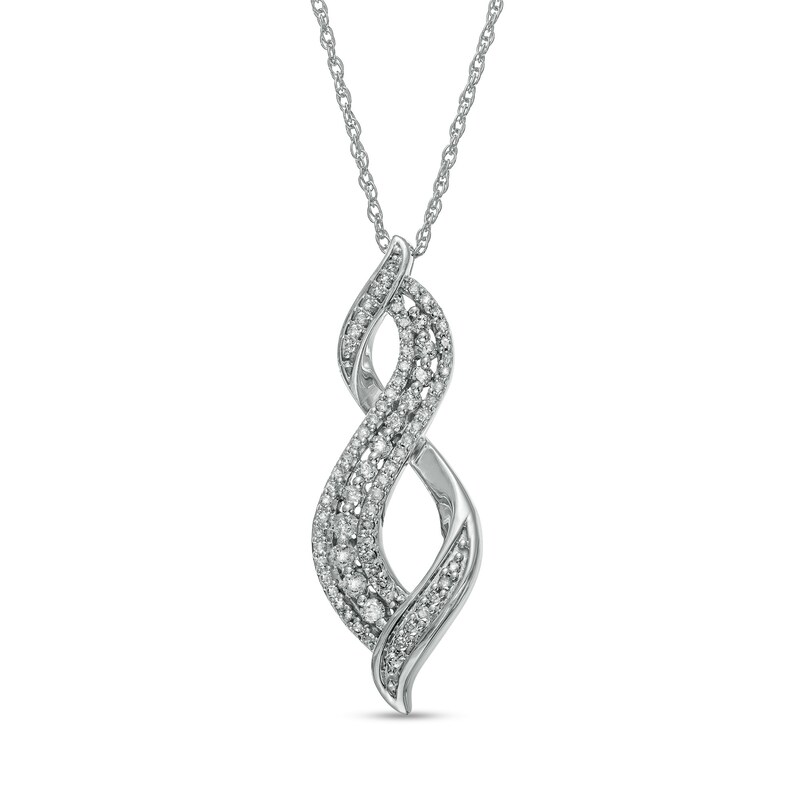 Main Image 1 of 1/3 CT. T.W. Diamond Infinity Flame Pendant in 10K White Gold