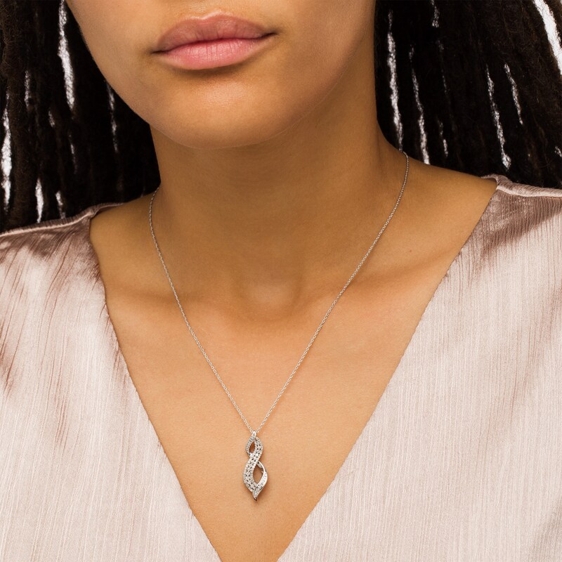 Main Image 2 of 1/3 CT. T.W. Diamond Infinity Flame Pendant in 10K White Gold