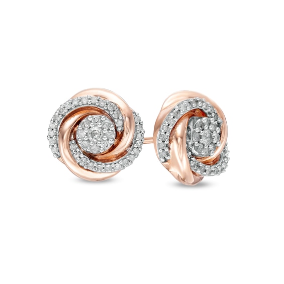 1/4 CT. T.W. Diamond Twist Front/Back Earrings in 10K Rose Gold