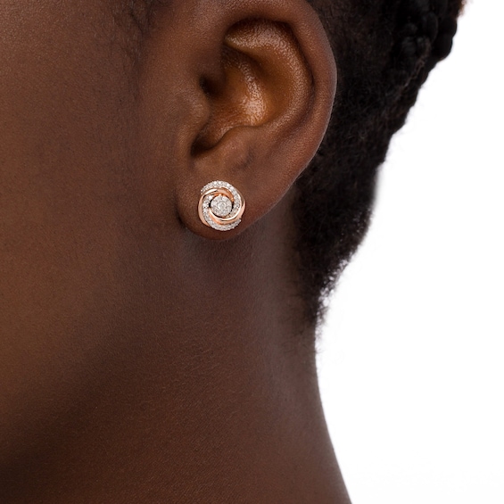 1/3 CT. T.w. Diamond Spiral Stud Earrings in 10K Rose Gold