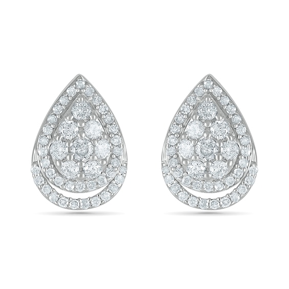 3/4 CT. T.w. Composite Diamond Teardrop Stud Earrings in 10K White Gold