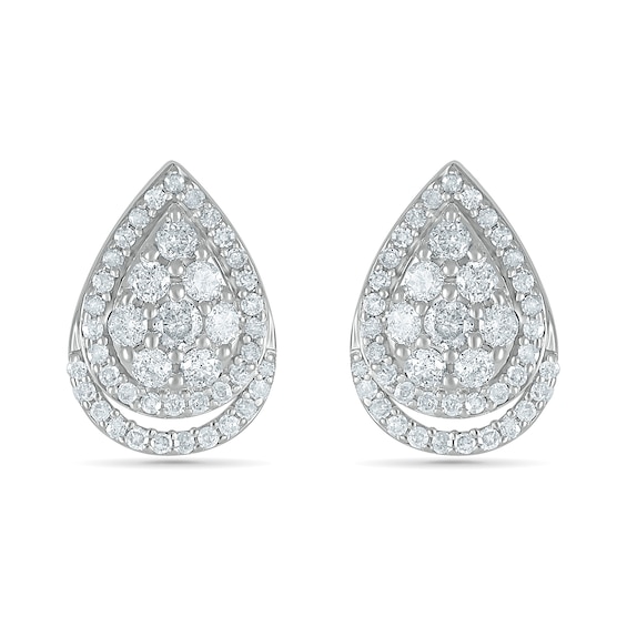 3/4 CT. T.w. Composite Diamond Teardrop Stud Earrings in 10K White Gold