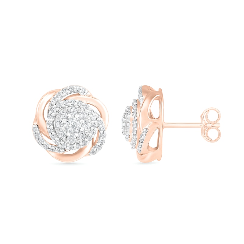 1/2 CT. T.W. Composite Diamond Love Knot Stud Earrings in 10K Rose Gold