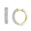 Thumbnail Image 1 of 1 CT. T.W. Diamond Double Row Hoop Earrings in 10K Gold