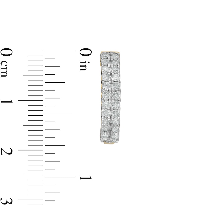 Main Image 3 of 1 CT. T.W. Diamond Double Row Hoop Earrings in 10K Gold