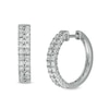 Thumbnail Image 1 of 1 CT. T.W. Diamond Double Row Hoop Earrings in 10K White Gold