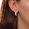 Thumbnail Image 2 of 1 CT. T.W. Diamond Double Row Hoop Earrings in 10K White Gold