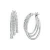 Thumbnail Image 1 of 1 CT. T.W. Diamond Graduated Split Triple Row Hoop Earrings in 10K White Gold