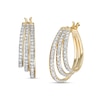 Thumbnail Image 1 of 1 CT. T.W. Diamond Graduated Split Triple Row Hoop Earrings in 10K Gold
