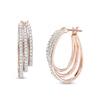 Thumbnail Image 0 of 1 CT. T.W. Diamond Graduated Split Triple Row Hoop Earrings in 10K Rose Gold