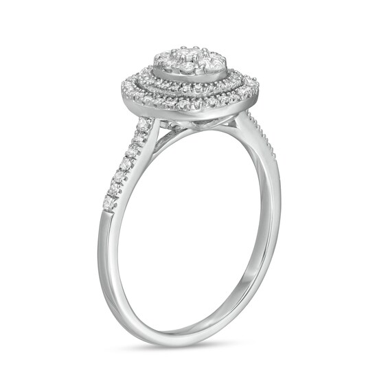 1/2 CT. T.w. Composite Oval Diamond Double Frame Ring in 10K White Gold