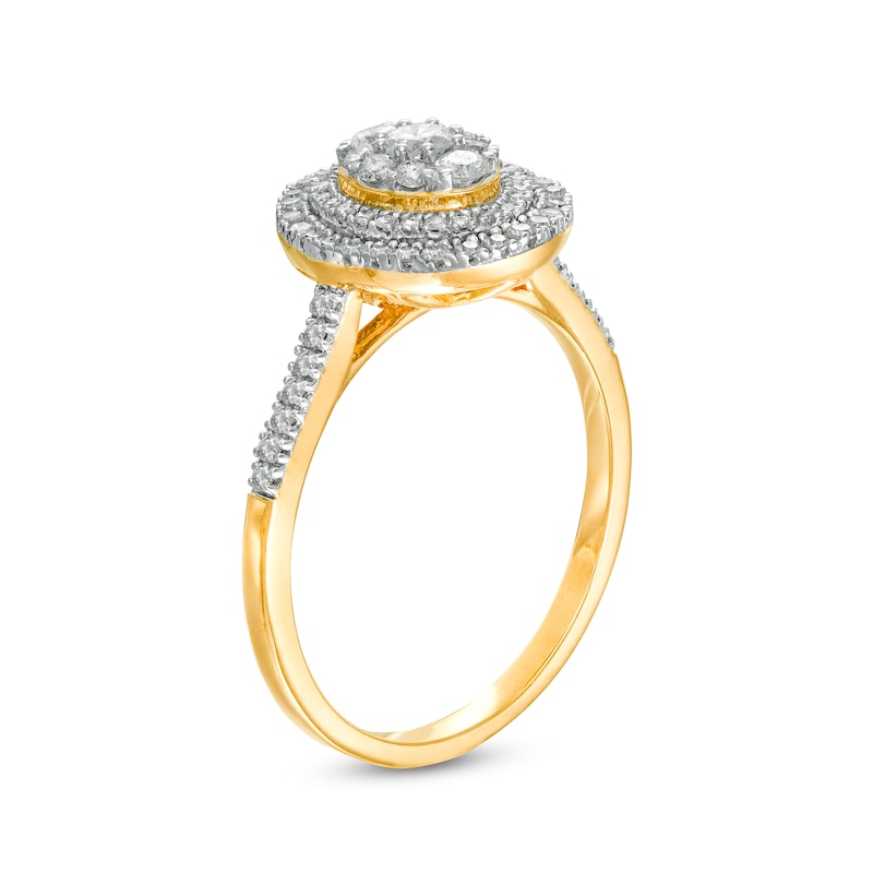 Main Image 3 of 1/2 CT. T.W. Composite Oval Diamond Double Frame Ring in 10K Gold