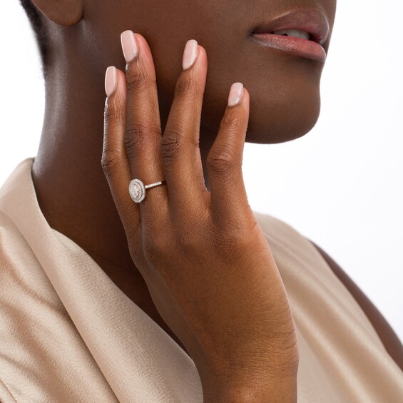 1/2 CT. T.w. Composite Oval Diamond Double Frame Ring in 10K Rose Gold