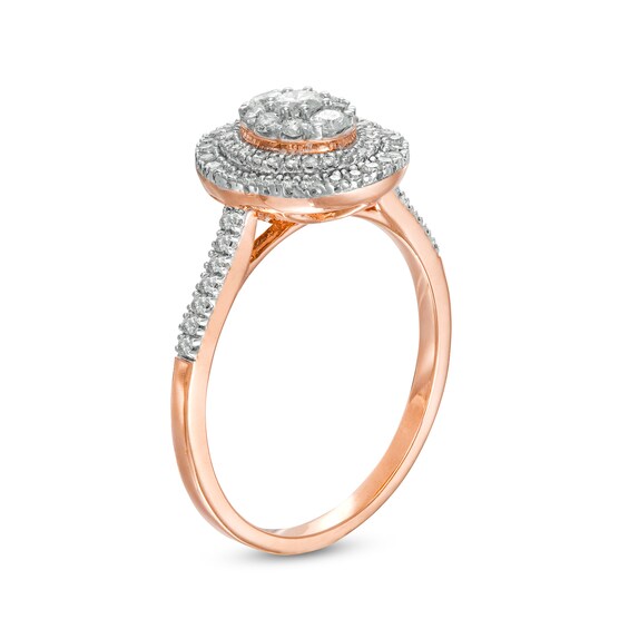 1/2 CT. T.w. Composite Oval Diamond Double Frame Ring in 10K Rose Gold