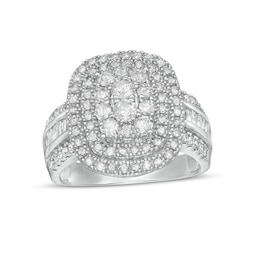 1-1/2 CT. T.W. Composite Diamond Double Cushion-Shaped Frame Ring in 10K White Gold