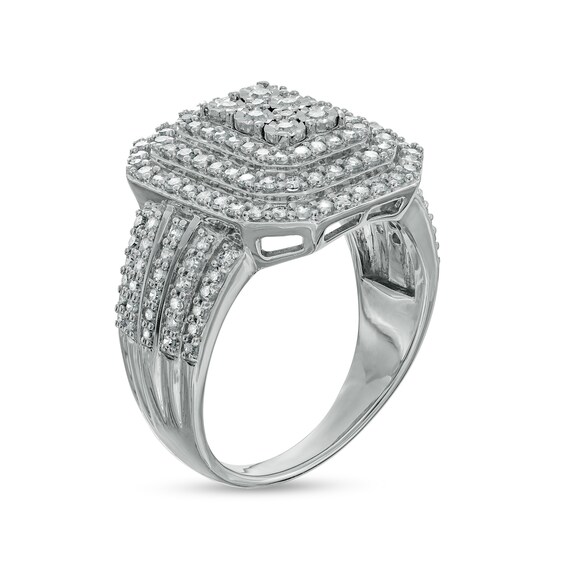 1 CT. T.w. Composite Diamond Triple Frame Multi-Row Ring in 10K White Gold