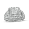 Thumbnail Image 1 of 1 CT. T.W. Composite Princess-Cut Diamond Double Frame Vintage-Style Engagement Ring in 10K White Gold