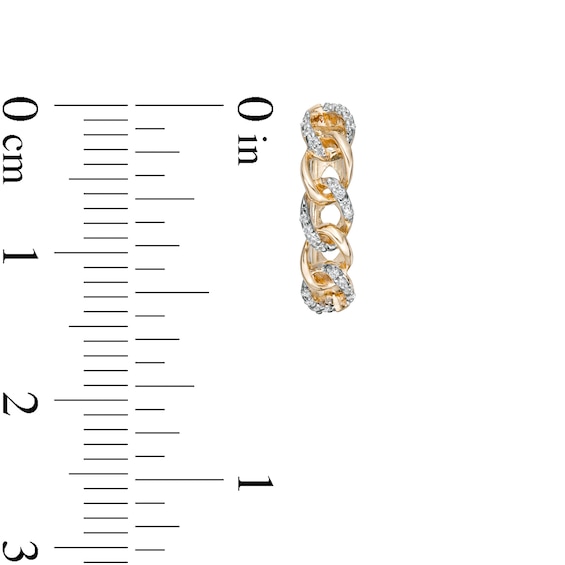 1/10 CT. T.w. Diamond Curb Huggie Hoop Earrings in 10K Gold