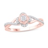 Thumbnail Image 0 of 1/5 CT. T.W. Diamond Clover Frame Crossover Promise Ring in 10K Rose Gold