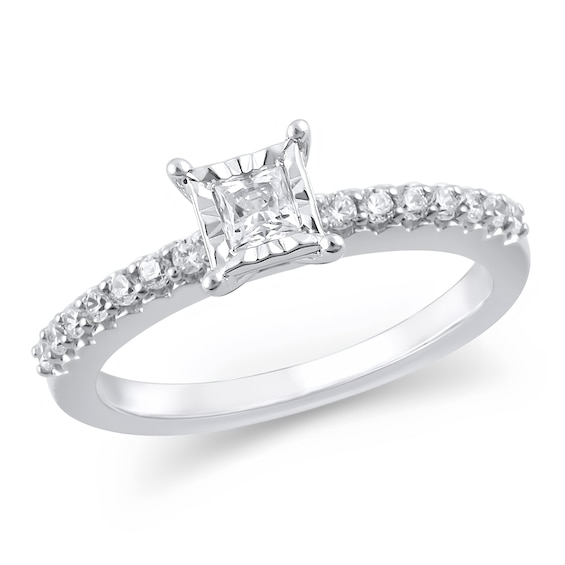 3/8 CT. T.w. Princess-Cut Diamond Engagement Ring in 10K White Gold