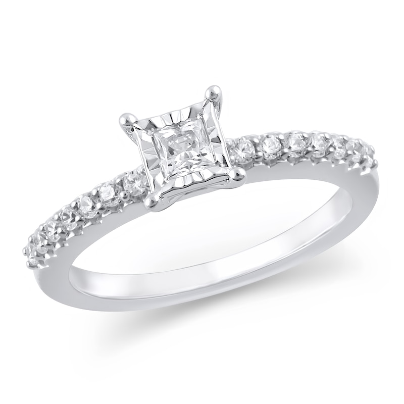 Main Image 1 of 3/8 CT. T.W. Princess-Cut Diamond Engagement Ring in 10K White Gold