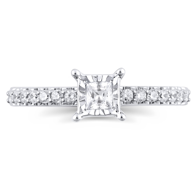 Main Image 3 of 3/8 CT. T.W. Princess-Cut Diamond Engagement Ring in 10K White Gold