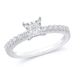 1/2 CT. T.W. Princess-Cut Diamond Engagement Ring in 10K White Gold