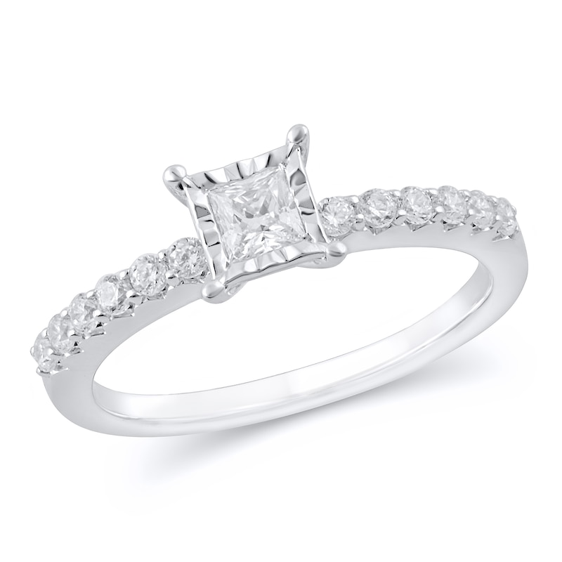 1/2 CT. T.W. Princess-Cut Diamond Engagement Ring in 10K White Gold | Zales