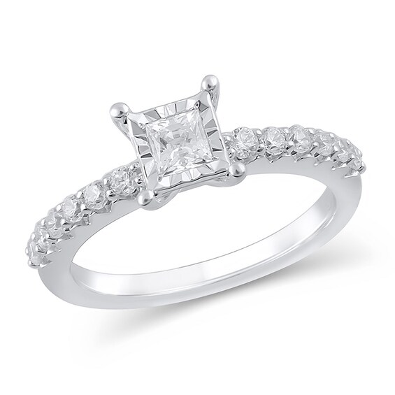 5/8 CT. T.w. Princess-Cut Diamond Engagement Ring in 10K White Gold