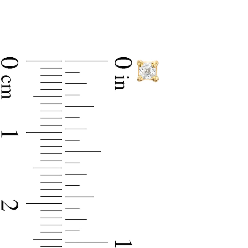 Main Image 3 of 1/5 CT. T.W. Princess-Cut Diamond Solitaire Stud Earrings in 14K White Gold (J/I3)