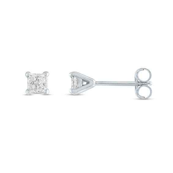 1/5 CT. T.w. Princess-Cut Diamond Solitaire Stud Earrings in 14K White Gold (J/I3)
