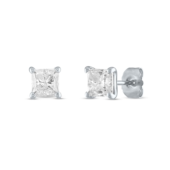 3/8 CT. T.w. Princess-Cut Diamond Solitaire Stud Earrings in 14K White Gold (J/I3)