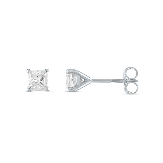 3/8 CT. T.w. Princess-Cut Diamond Solitaire Stud Earrings in 14K White Gold (J/I3)