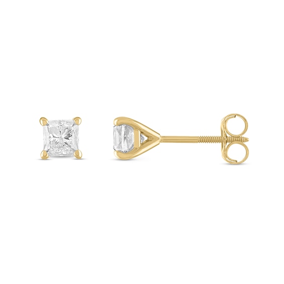 3/8 CT. T.w. Princess-Cut Diamond Solitaire Stud Earrings in 14K Gold (J/I3)