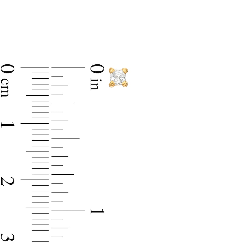Main Image 3 of 3/8 CT. T.W. Princess-Cut Diamond Solitaire Stud Earrings in 14K Gold (J/I3)